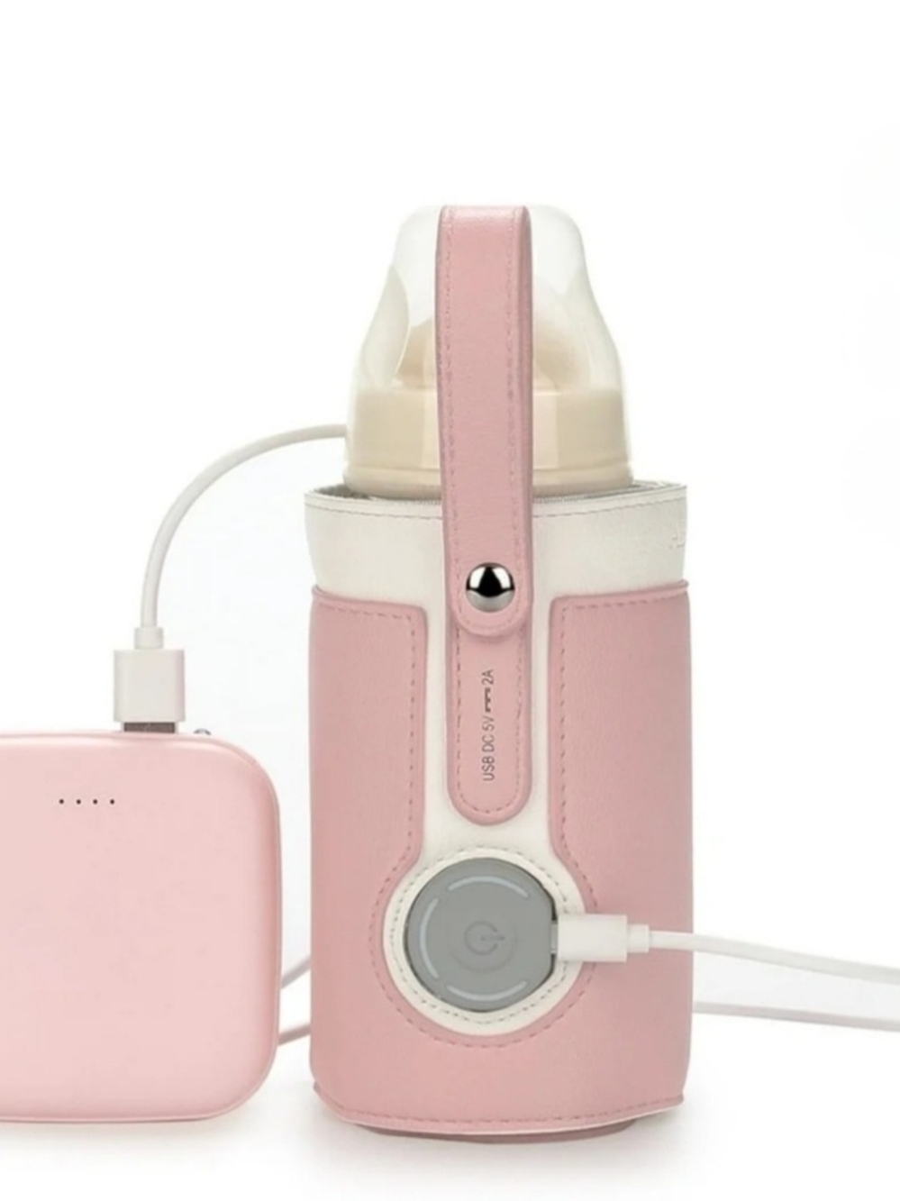 USB-Powered Pink Travel Bottle Warmer with Carry Handle NWOT